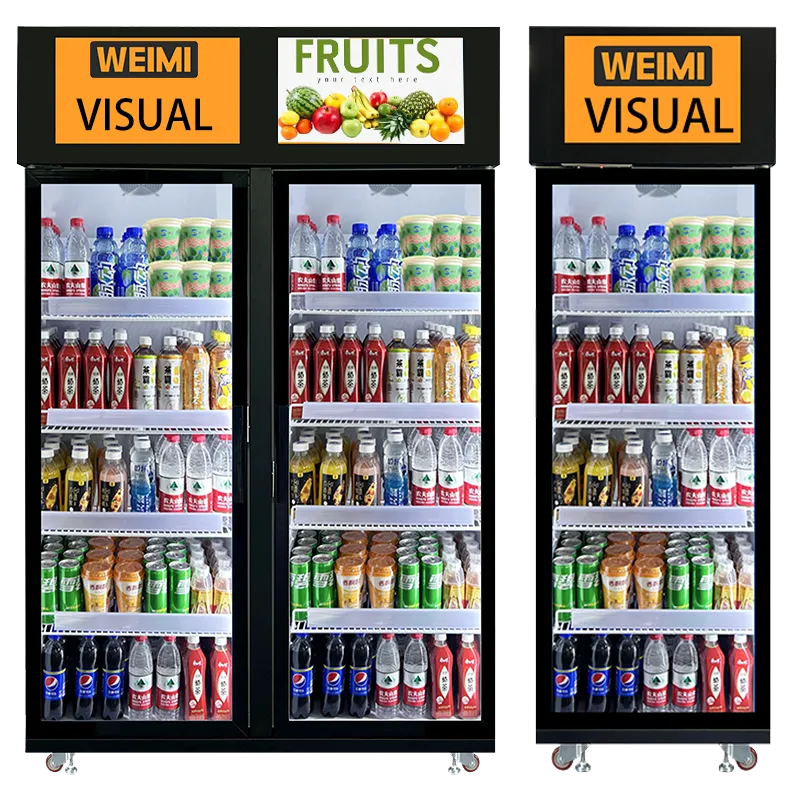 weimi smart Ai vending machine for selling snack drink healthy food, fast shopping process